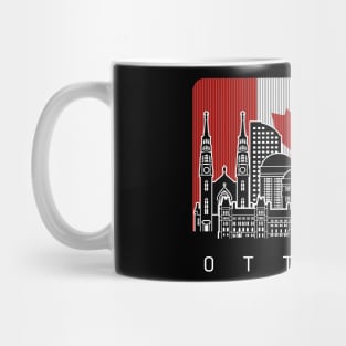 Ottawa Canada Skyline Canadian Flag Mug